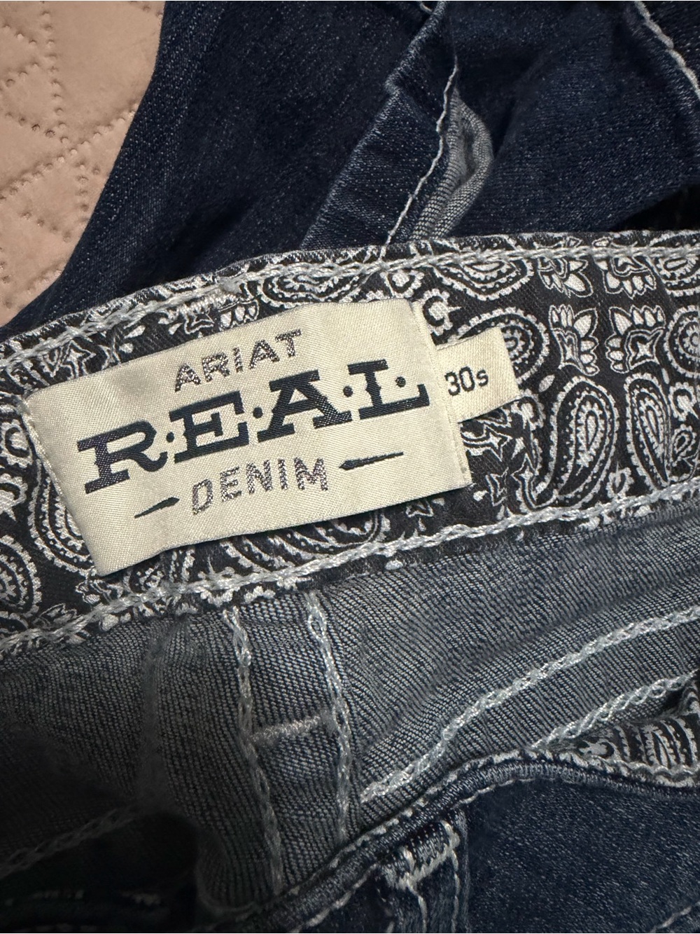 Ariat Real Denim Bootcut Jeans in Dark Blue with Bandana Waist
